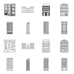 Isolated object of municipal and center icon. Collection of municipal and estate stock vector illustration.