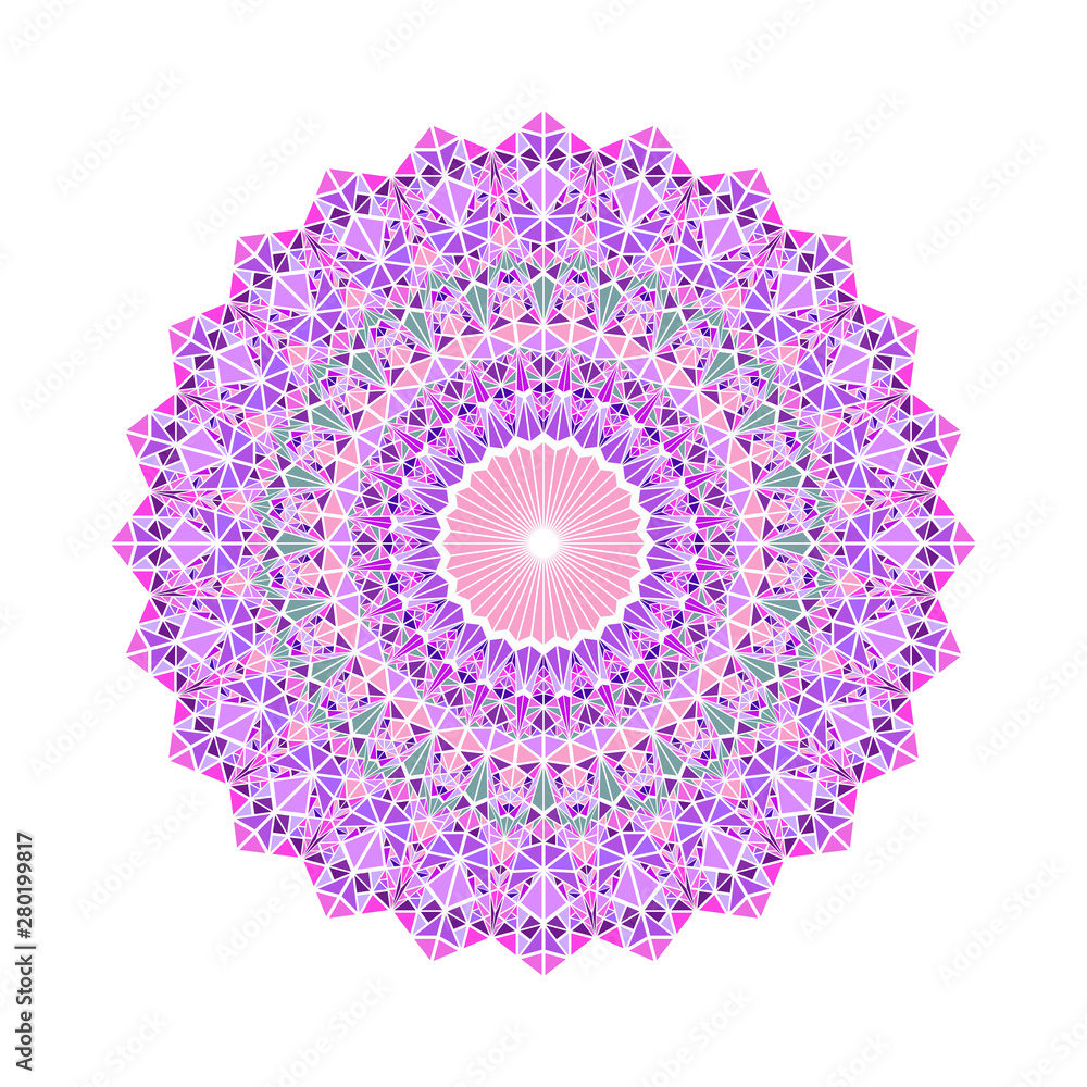 Poster ornate colorful triangle tile mandala - polygonal abstract round ornamental circular vector art from