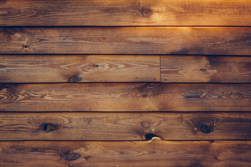 Wood plank background. Rustic closeup of wooden grunge texture. Dark wooden table. Brown surface in vintage style. Wooden table surface. Natural pattern. Shabby wall.
