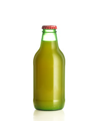 small bottle with juice on a white background
