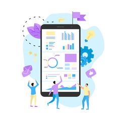 Data analysis design concept. Graph, diagram and statistics on business concept.
