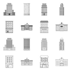 Vector design of municipal and center symbol. Collection of municipal and estate vector icon for stock.