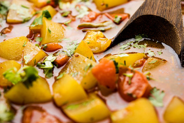 Lauki/doodhi ki Sabji also known as bottle gourd curry. served in a bowl or karahi. selective focus