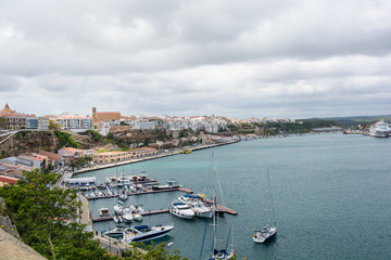 Fototapeta na wymiar Mahon Harbour view photographed from above