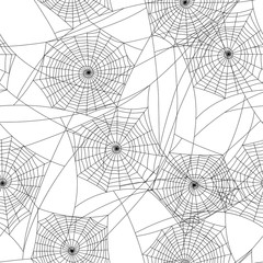 Spider web silhouette Halloween seamless pattern.