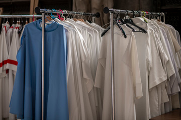 Chasubles of the priest in a Catholic church