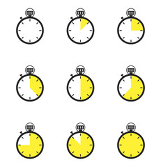Timer icons set. Stopwatch symbols. Set of simple timers.