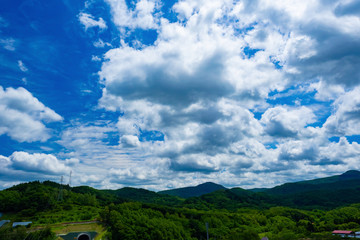 北海道の山と空