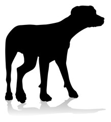 A detailed animal silhouette of a pet dog