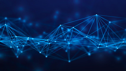 Abstract digital network connection. Technology background. Big data. 3D rendering