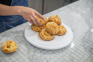 Choux Cream on a rack.