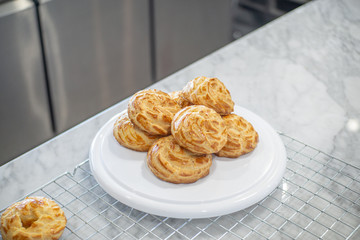 Choux Cream on a rack.