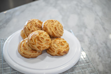 Choux Cream on a rack.