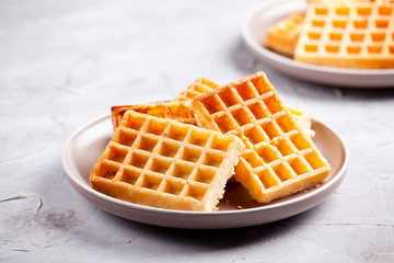 Couple Of Plates Of Homemade Waffles