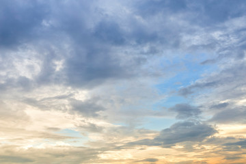 blue sky background texture with white clouds sunset.