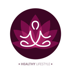 drawing yoga person sitting in a lotus pose meditation vector illustration EPS10