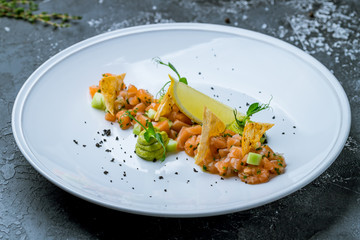 salmon Tartar on a plate