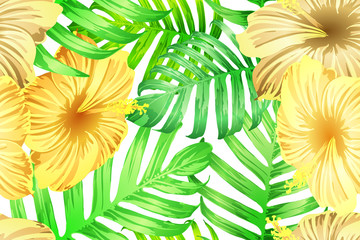 Fototapeta na wymiar Green yellow exotic pattern.