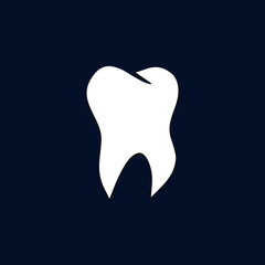 Logo design for tooth. Illustration of a tooth on a blue background as a symbol of dentistry