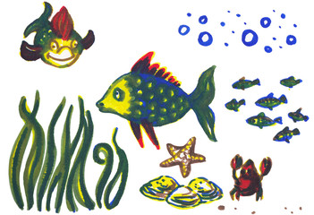 Obraz na płótnie Canvas Underwater in cartoon style, simple graphic design background