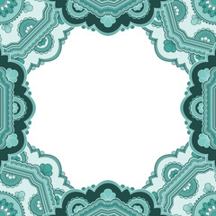 Abstract floral decorative frame for greeting card or invitation in ethnic style