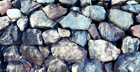 Close-up of an old wall built with stones