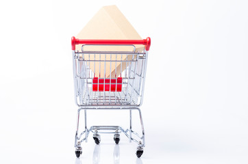Back of a shopping cart with parcel