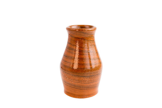 decorative clay vase. Made by hand on a potter's wheel. In a single copy. Suitable for decorating the table and storing stationery. On white background. Handmade, OOAK. Nerikomi, neriyage.