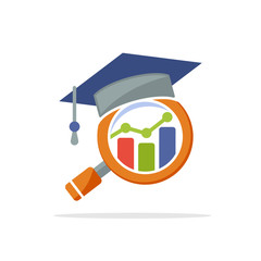 Illustration icons with the concept of business and economic analysis education