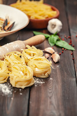 Tasty Fresh Colorful Ingredients for Cooking Pasta Tagliatelle