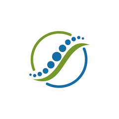 square chiropractic spine logo design vector icon anatomy logo
