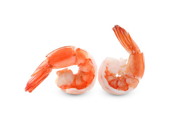 Boiled shrimp isolated on  white background