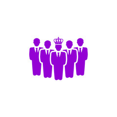 Award, business, performance, success, team, winner, crown on head violet color icon