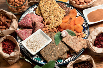 Eating healthy organic food, diverse vegetarian food 