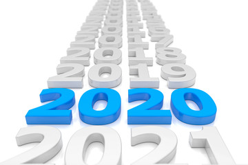 Zeitstrahl - Silvester, Sylvester, Neujahr 2020 in blau