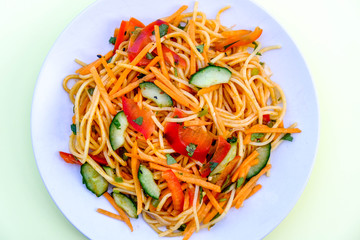 Healthy Vegetarian Sweet Chilli and Noodle Summer Salad