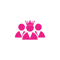 Award, business, performance, success, team, winner, crown on head  pink color icon