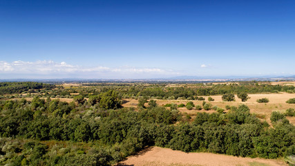 Fototapeta na wymiar Aerial panorama of the spanish countryside in Catalonia