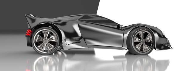 Modern black sports car ,3d ,render.