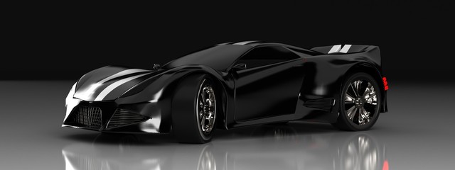 Modern black sports car ,3d ,render.