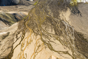 Aerial drone view of a huge riverbed