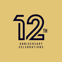 12 Th Anniversary Celebration Vector Template Design Illustration - obrazy, fototapety, plakaty