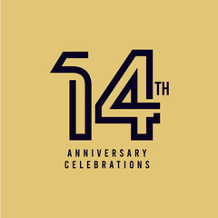 14 Th Anniversary Celebration Vector Template Design Illustration - obrazy, fototapety, plakaty