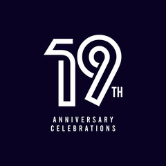 19 Th Anniversary Celebration Vector Template Design Illustration - obrazy, fototapety, plakaty