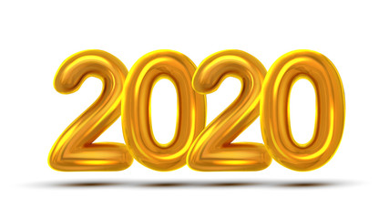 2020 New Year Celebrate Concept Banner Vector. Golden Air Blown Two Thousand Twenty 2020 Background. Festive Event Shiny Design Template Poster Realistic Illustration