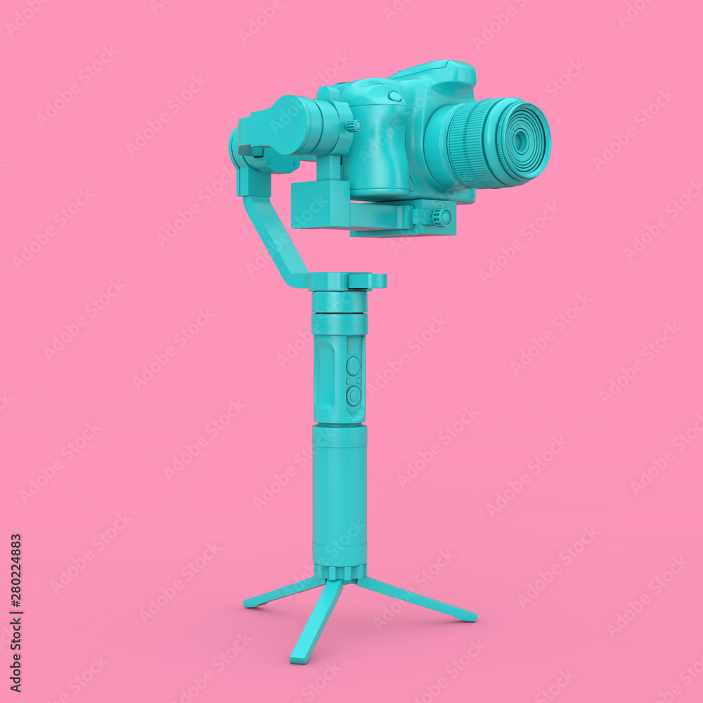 Aufkleber Blue DSLR or Video Camera Gimbal Stabilization Tripod System. 3d Rendering