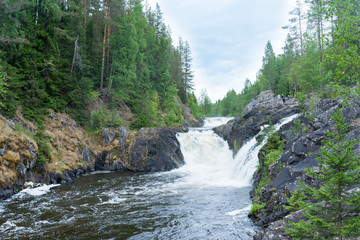 Karelia. The Kivach waterfall on the Suna river.