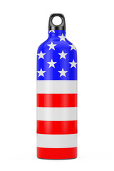 Sport Plastic Drinking Water Bottle with USA Flag. 3d Rendering