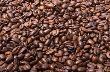 Obraz premium Background of roasted, fragrant coffee beans.