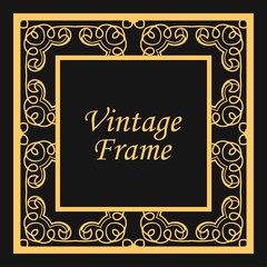 Classic vector square frame with ornate elements. Abstract modern art deco ornament with place for text. Vintage pattern